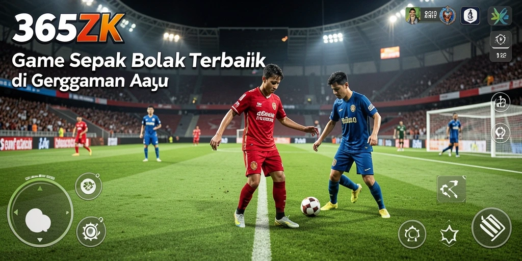 Screenshot gameplay 365ZK menampilkan aksi seru di lapangan sepak bola.