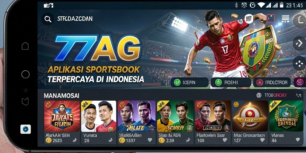 Tampilan antarmuka 77AG saat gameplay Sportsbook.