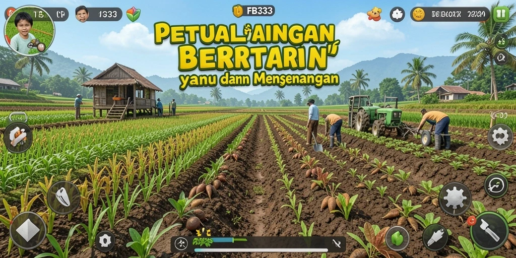 Screenshot utama FB333 menampilkan petualangan bertani yang menarik.