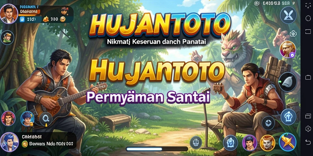 Screenshot gameplay HUJANTOTO yang penuh warna dan ceria.