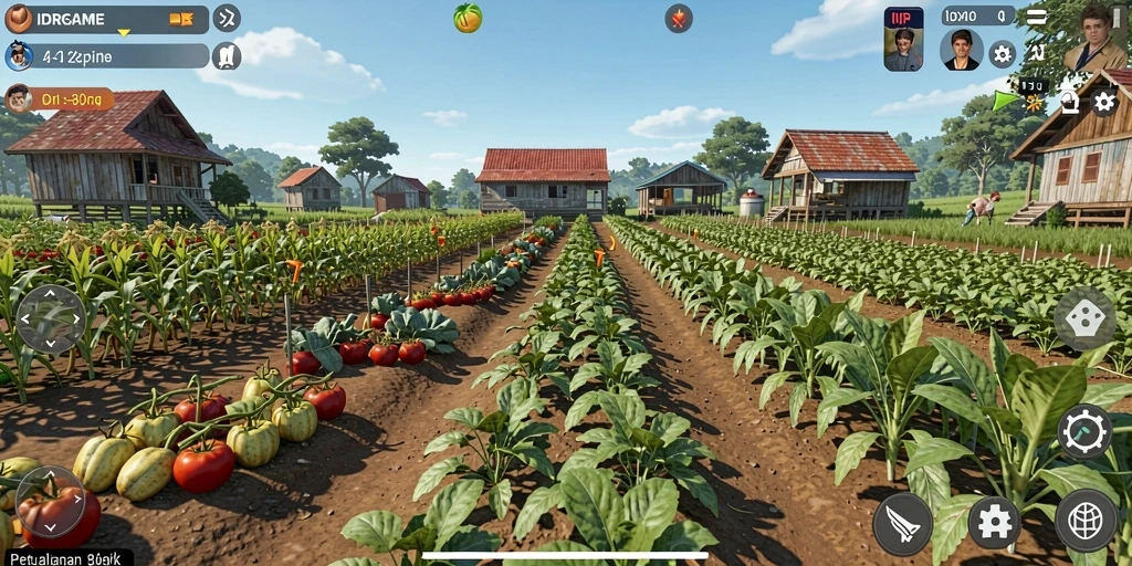 Tampilan gameplay IDRGAME saat berkebun yang seru dan interaktif.