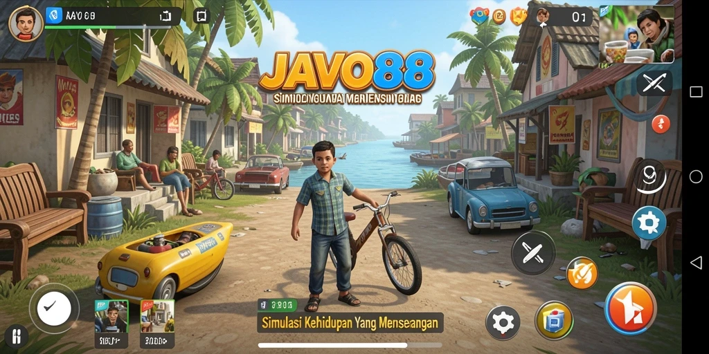 Tampilan gameplay simulasi JAVO88 yang mengasyikkan dan interaktif.