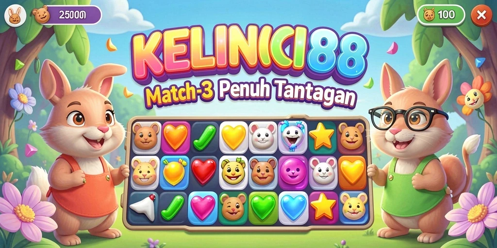 Screenshot gameplay KELINCI88 menampilkan serunya mencocokkan elemen.