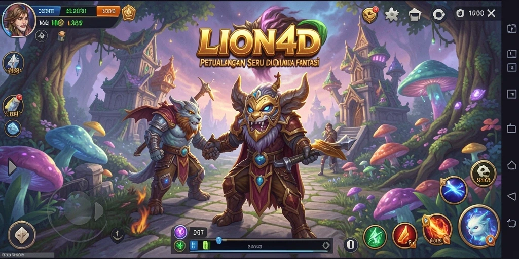Screenshot menunjukkan aksi mendebarkan dalam gameplay LION4D.