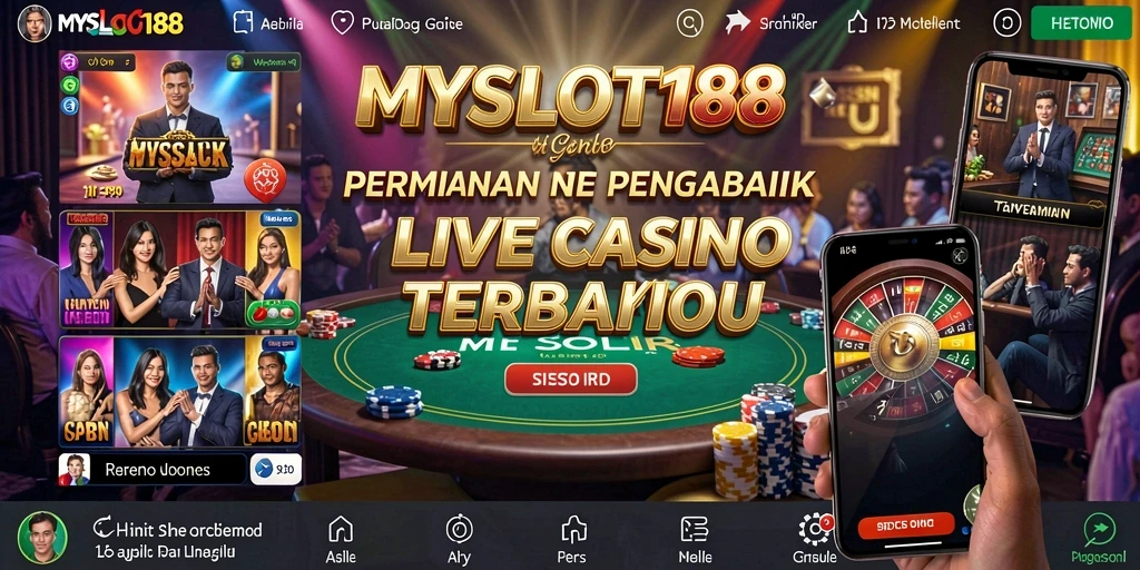 Screenshot MYSLOT188 yang menunjukkan dealer langsung dan suasana permainan Live Casino.