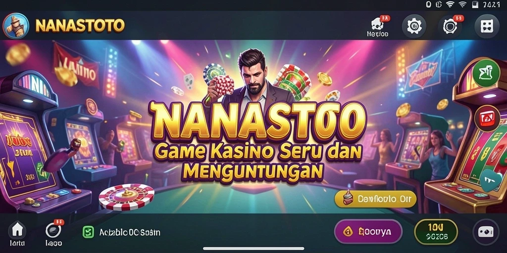 Screenshot gameplay NANASTOTO menunjukkan suasana Kasino yang mendebarkan.