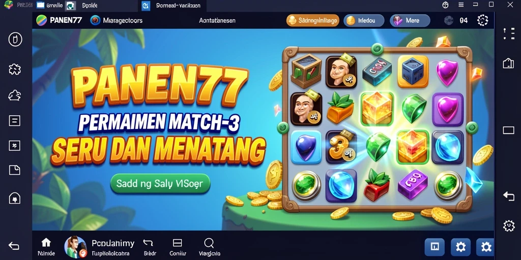 Tampilan gameplay PANEN77 yang seru dan colorful saat mencocokkan item.