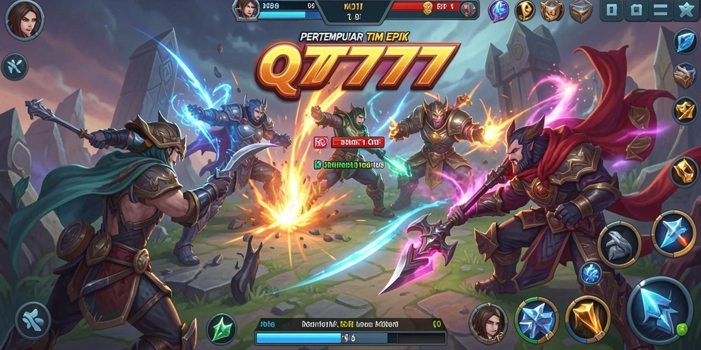 Tampilan dinamis dan seru saat bermain QT777 MOBA.