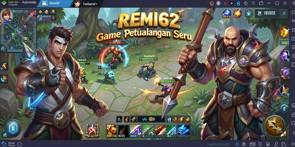 Tampilan gameplay MOBA yang seru dan mendebarkan di REMI62.