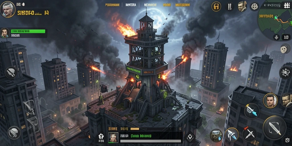 Tampilan gameplay menarik dari SINTE4D dalam pertahanan menara.