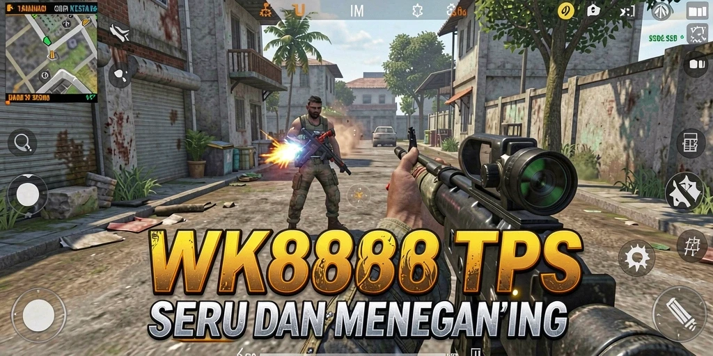 Screenshot utama WK888 menampilkan aksi seru dalam gameplay TPS.