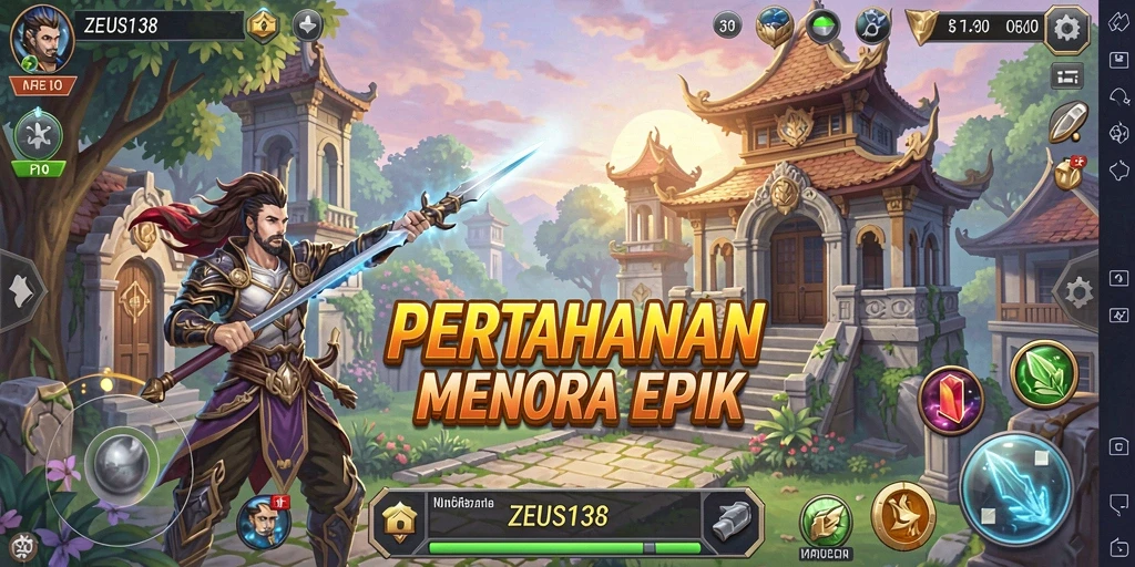 Tampilan gameplay ZEUS138 yang menegangkan dalam Tower Defense.